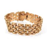 A 9ct yellow gold brick link bracelet, l. 18 cm, 31.5 gms