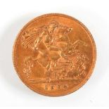 An Edwardian half sovereign dated 1904