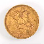 A Victorian sovereign dated 1892, Melbourne mint