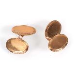 A pair of 9ct yellow gold oval cufflink's, 6.4 gms (2)