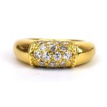 Van Cleef & Arpels, an 18ct yellow gold ring set eighteen brilliant cut diamonds in a domed setting,