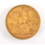 A Victorian sovereign dated 1889, Melbourne mint