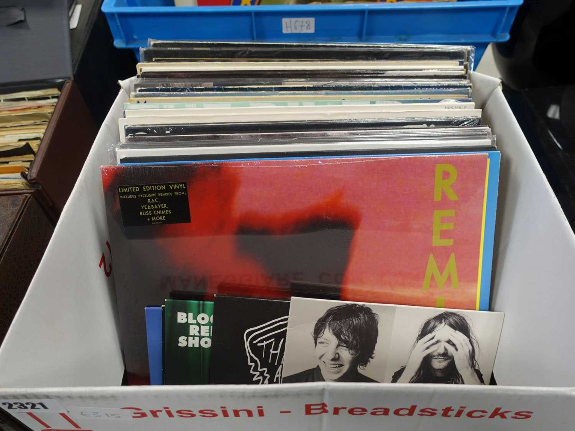 Box containing selection of some sealed and other LP's inc. Bastille, Leonard Cohen, Rizzlekicks and