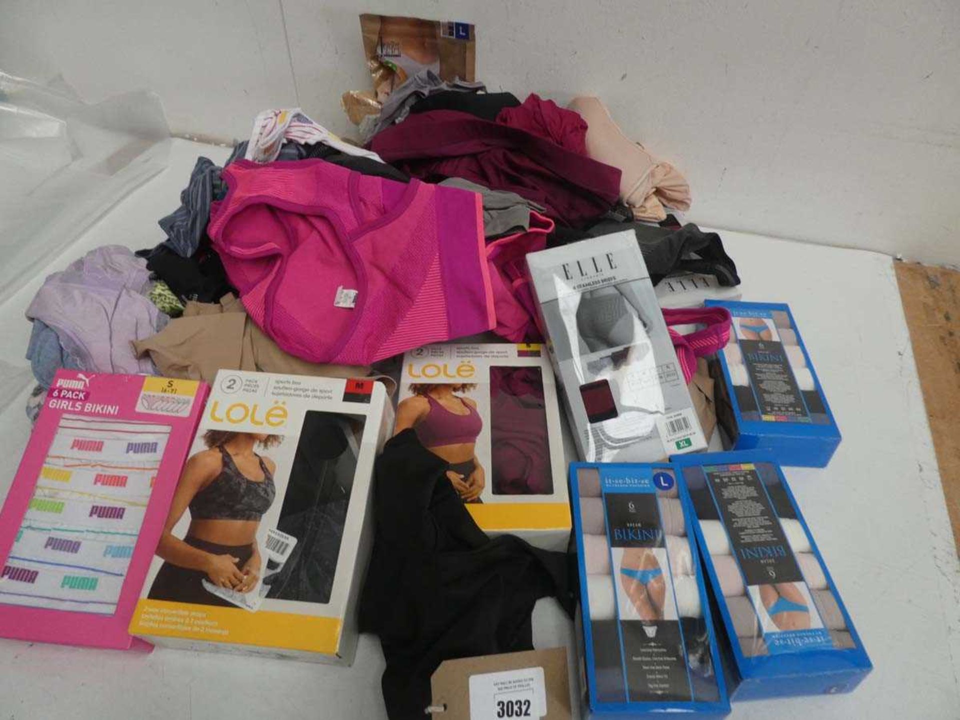 +VAT Selection of mixed underwear to include Puma, Elle, Lole, Jezebel, etc