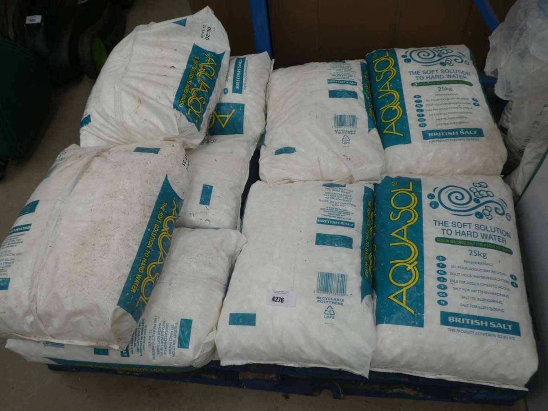Pallet containing 9 bags of Aqua-Solve water softener tablets