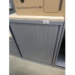 +VAT Small grey wooden top tambour front stationery cupboard