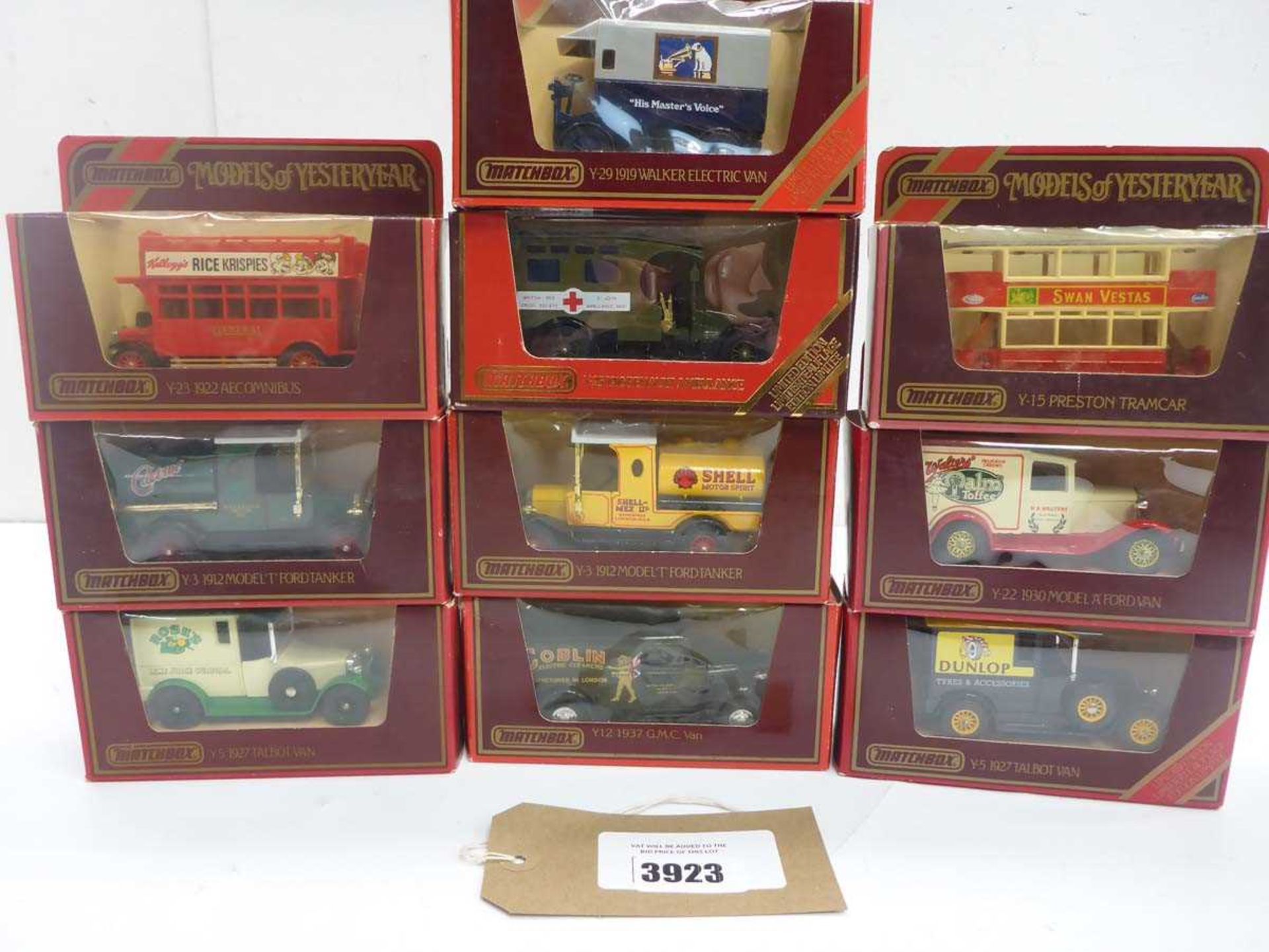 +VAT 10 Matchbox Models of Yesterday vehicles including 1922 Aecomnibus, 1927 Talbot Van, 1919