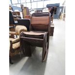 A set of eleven 1950/60's classroom stacking chairs with tubular bodies and slung fabric seats