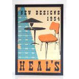 Charles Feeney for Heals of Tottenham Court Road, a 'New Designs 1954' advertising poster, Publicity