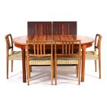 Nils Jonsson for Hugo Troeds, a 1960's Swedish rosewood dining table, with two fitted leaves, 100