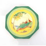 Clarice Cliff for Newport Pottery, a Fantasque Bizarre Range plate of octagonal form decorated in