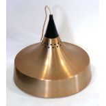 A 1970's copper finished ceiling light shadeWorking order unknown. Some wear, minor dents etc.