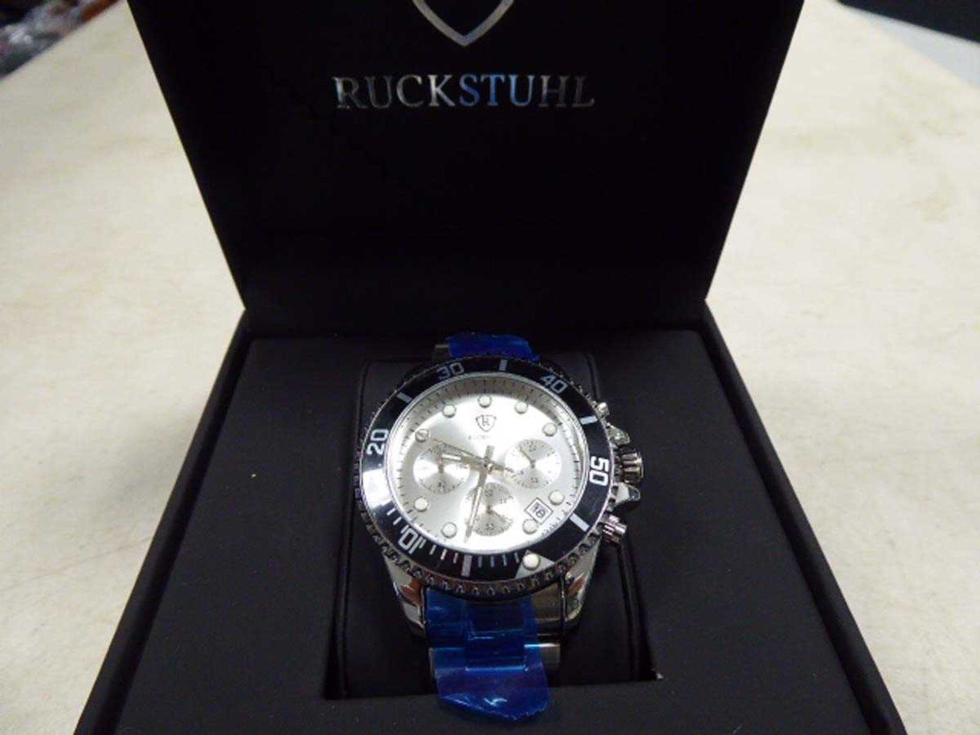 +VAT Ruckstuhl chronograph stainless steel strap wrist watch model 3829 with box - Image 2 of 2