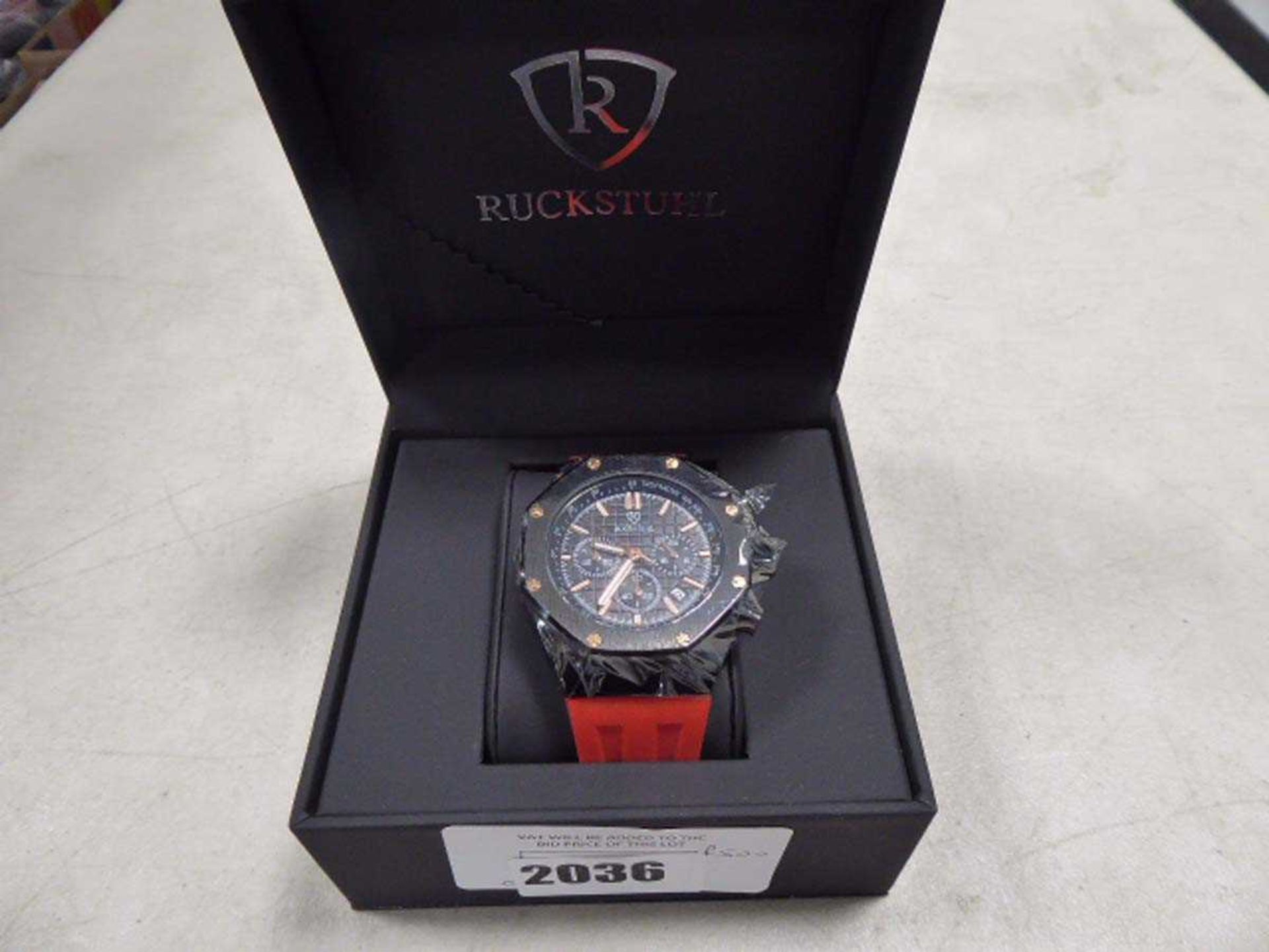 +VAT Ruckstuhl rubberised strap chronograph wrist watch model R500 with box - Image 2 of 2