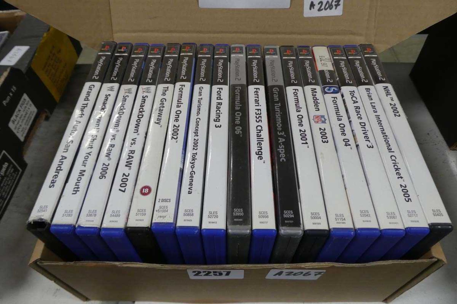 17 various Playstation II games which includes Formula One 2002 and Grand theft Auto San Andreas