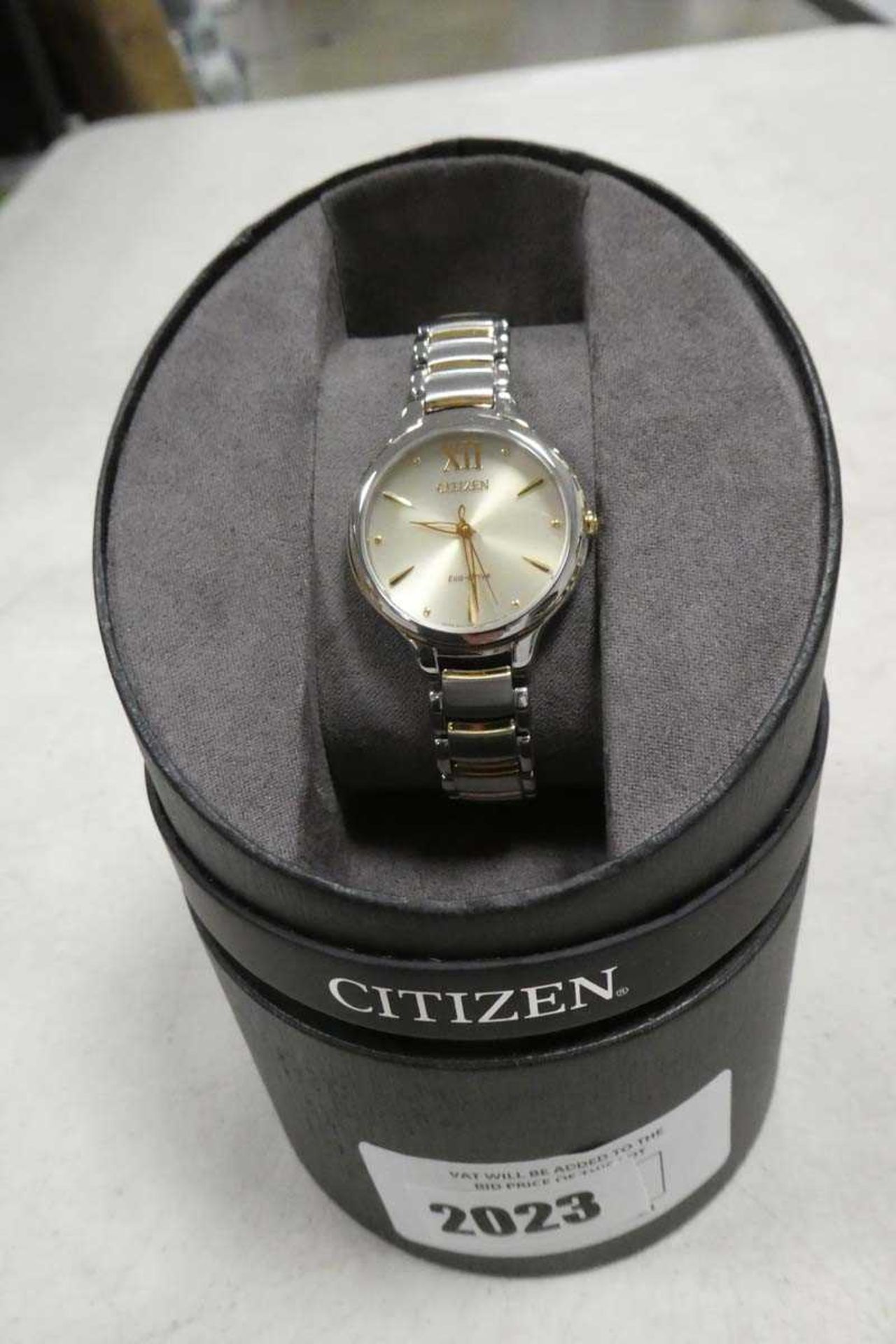 +VAT Citizen Ecodrive 2 tone stainless steel wristwatch with box