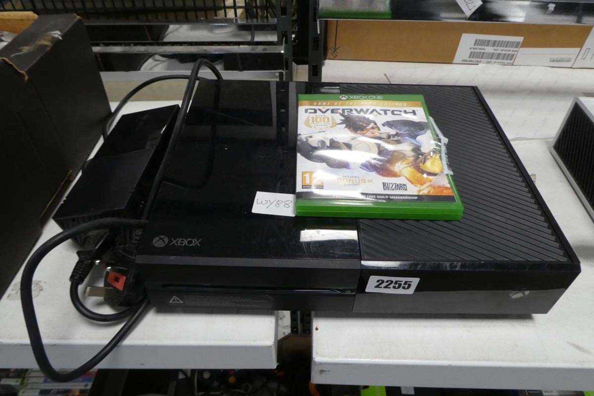 Xbox 1 console with power supply and over watch game