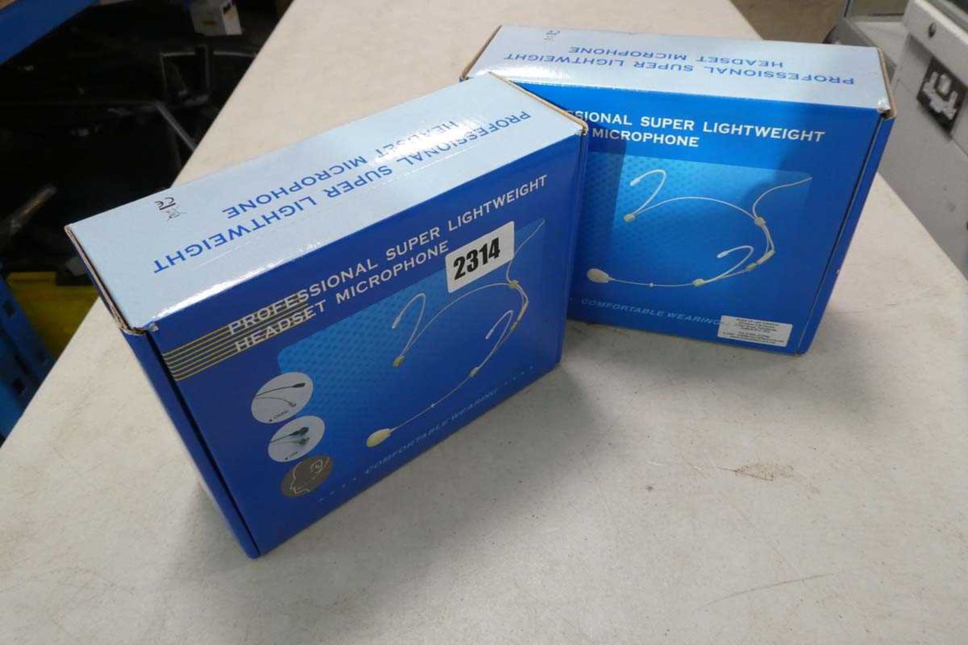 2 boxed professional super lightweight headset microphones