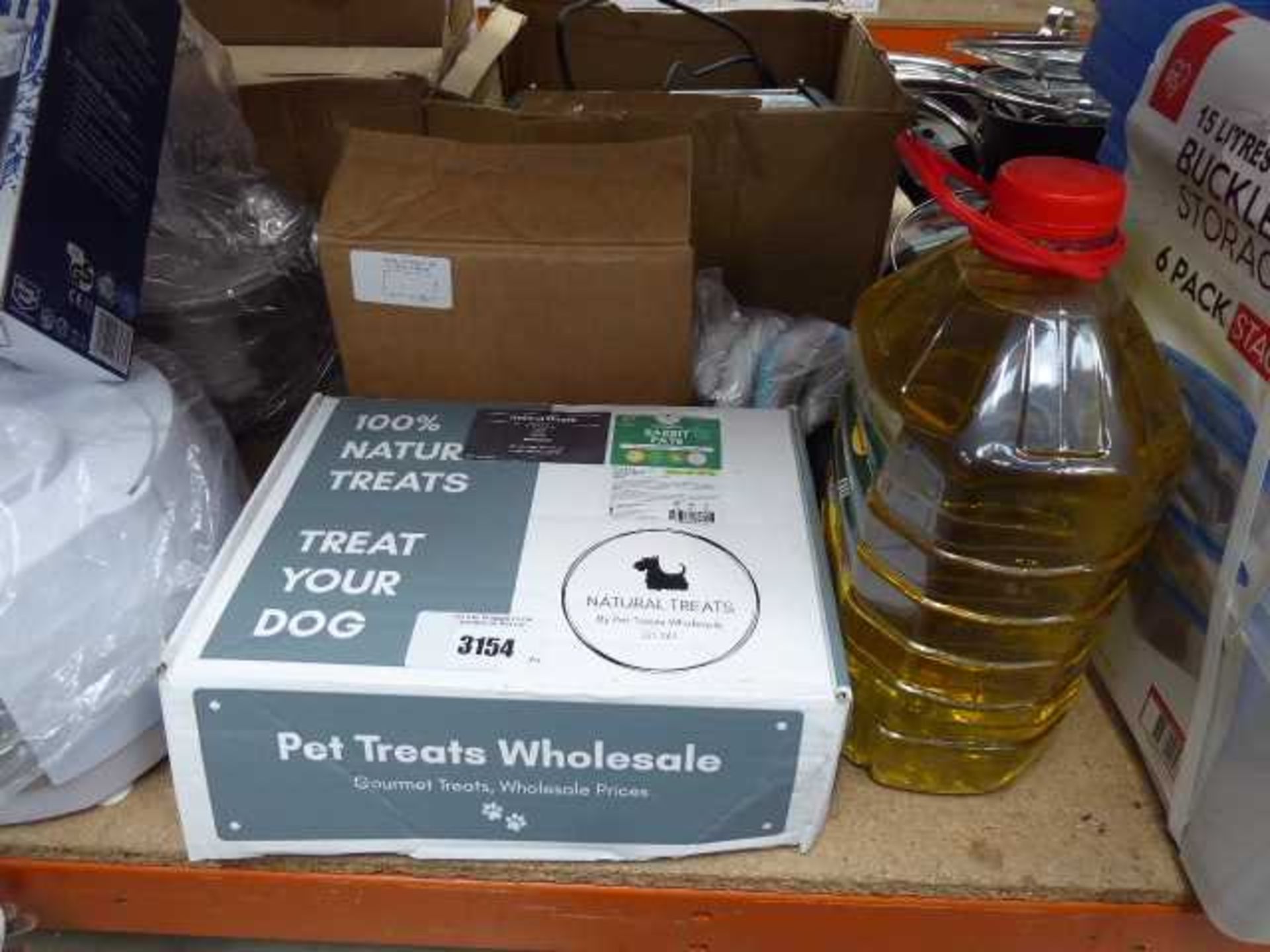 +VAT Mixed items to include natural dog treats, box of handwriting pens etc