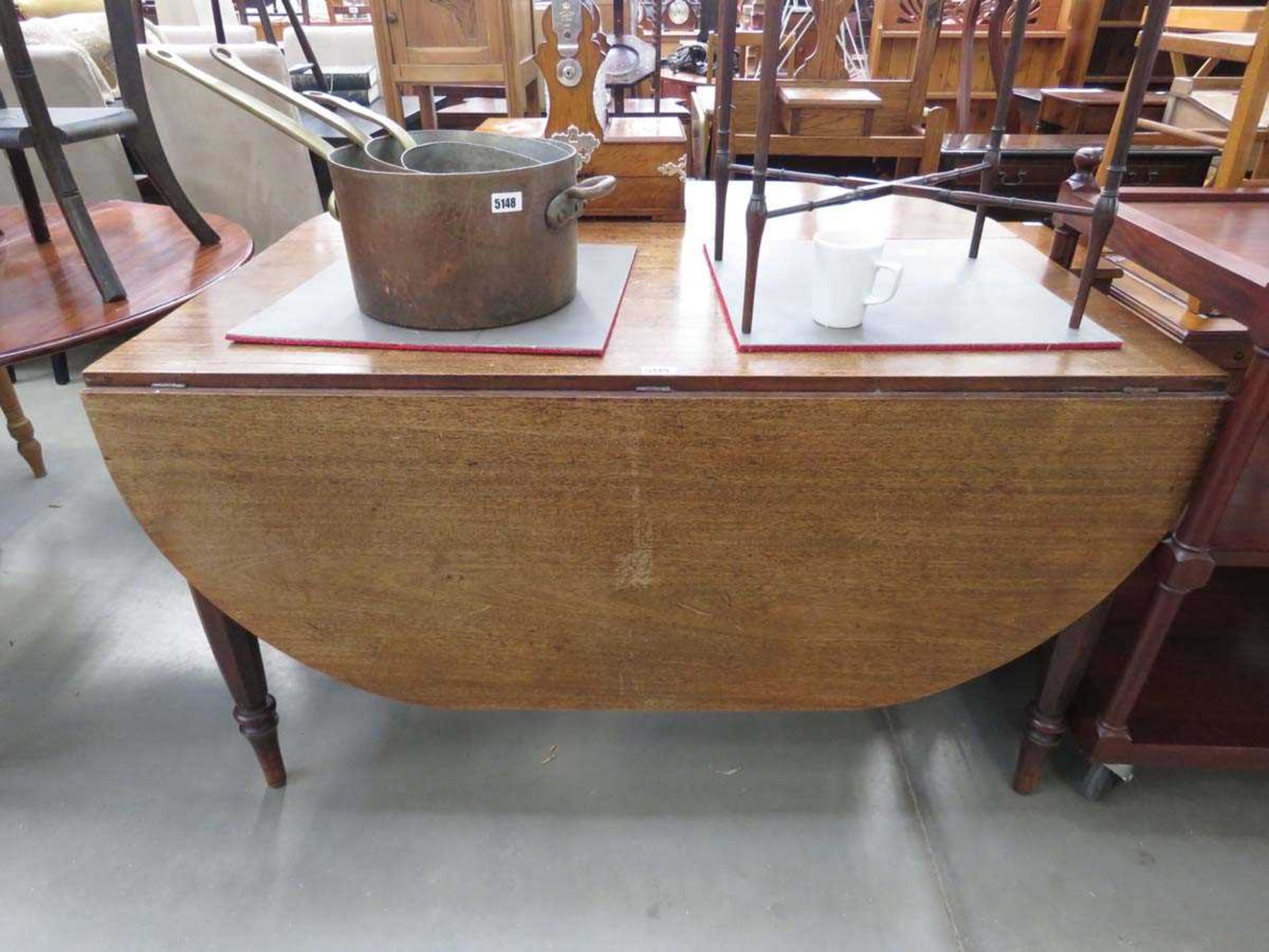 Dark oak drop side dining table