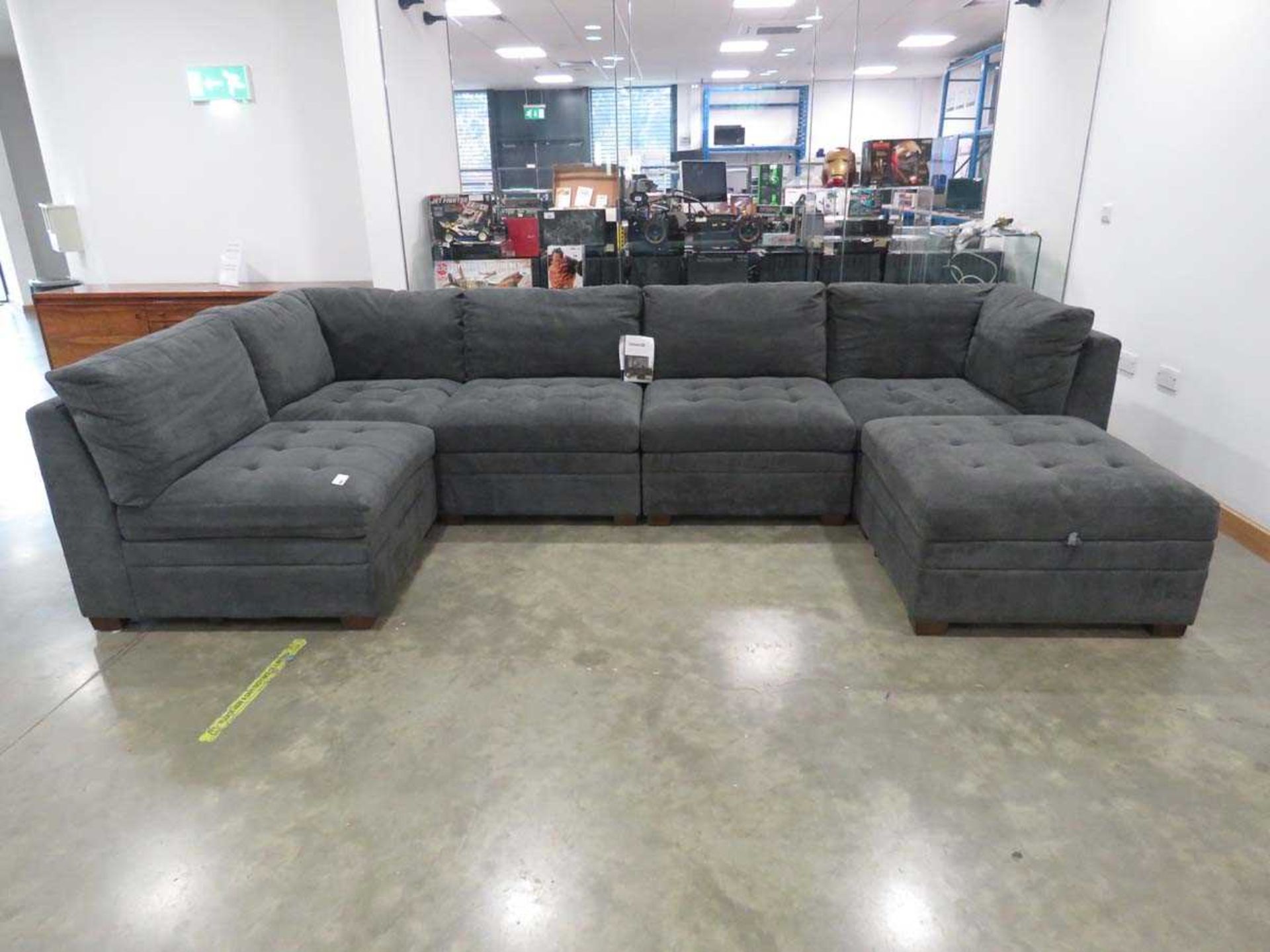 +VAT Brown suede upholstered lounge modular sofa in 6 sections