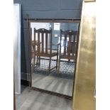 Rectangular bevelled mirror with metal frame