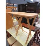 3 x folding beech side tables