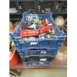 4 x plastic baskets containing die cast cars