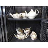 2 x cages containing quantity of 19th century and later teapots including Derby, Royal Albert, New