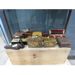 Collection of treen to include pill and trinkets boxes and an ornamental shoe