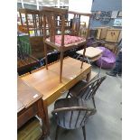 Edwardian bow back chair plus two Ercol style stick back chairs