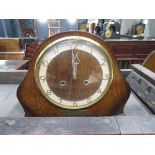 Dome topped oak mantle clock