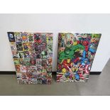 2 modern superhero wall hangings