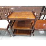 Oak three tier tea trolley plus reproduction mahogany sofa table