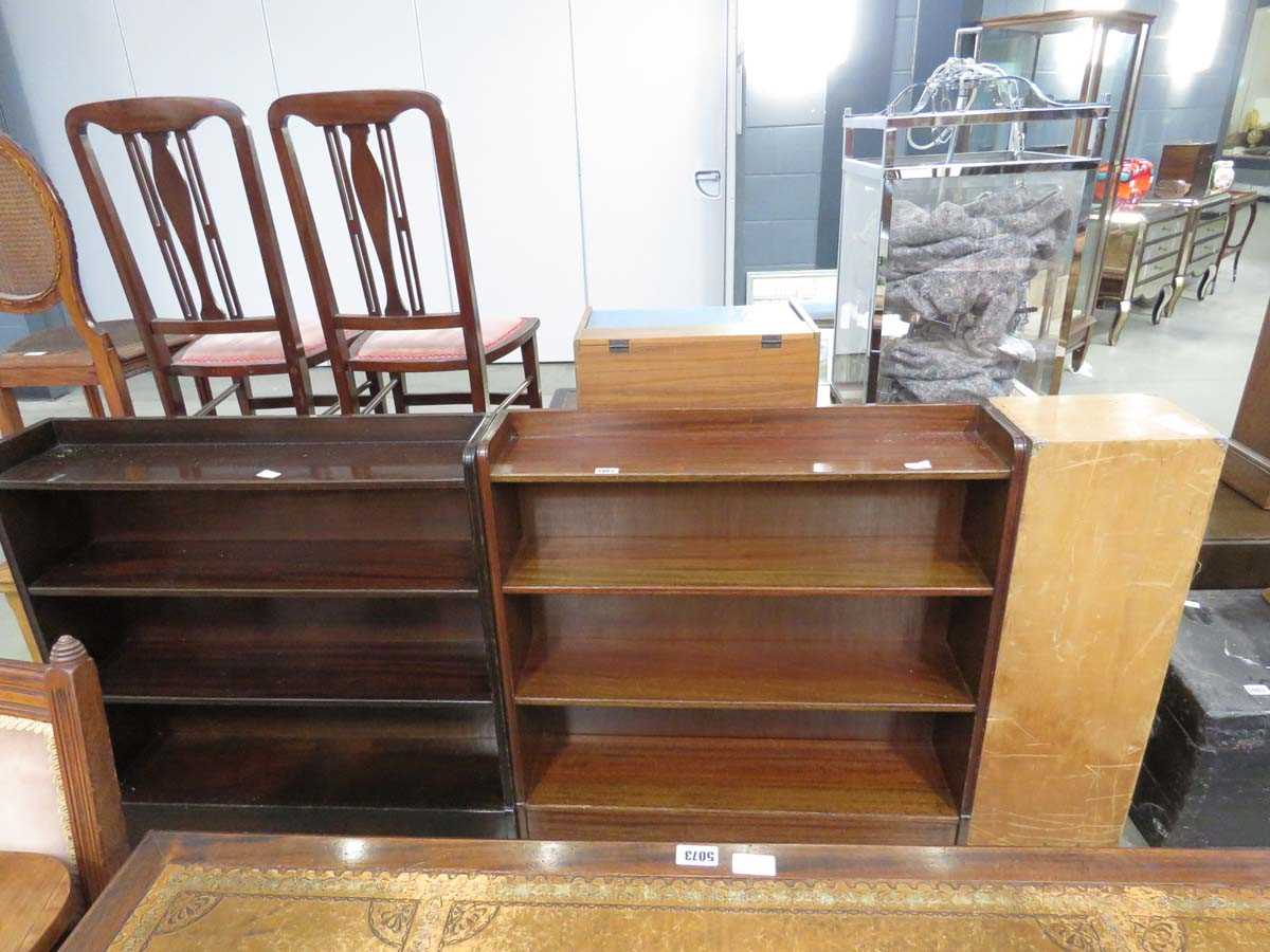 Pair of beech open bookcases