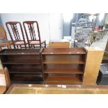 Pair of beech open bookcases