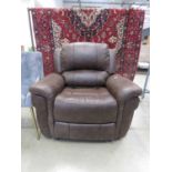 Brown suede effect electric reclining armchair