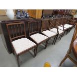 6 x stick back stained beech dining chairs plus single carver