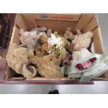 Box containing TY and other soft teddy bears
