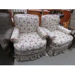 Pair of rose patterned armchairs