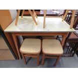 Melamine topped 1950's table plus four matching stools