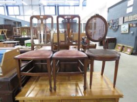 Pair of Edwardian bedroom chairs plus a bergere chair