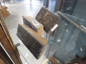 3 x carved wooden printers blocks