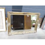 2 x gold framed mirrors, plus a mirror in natural wood frame