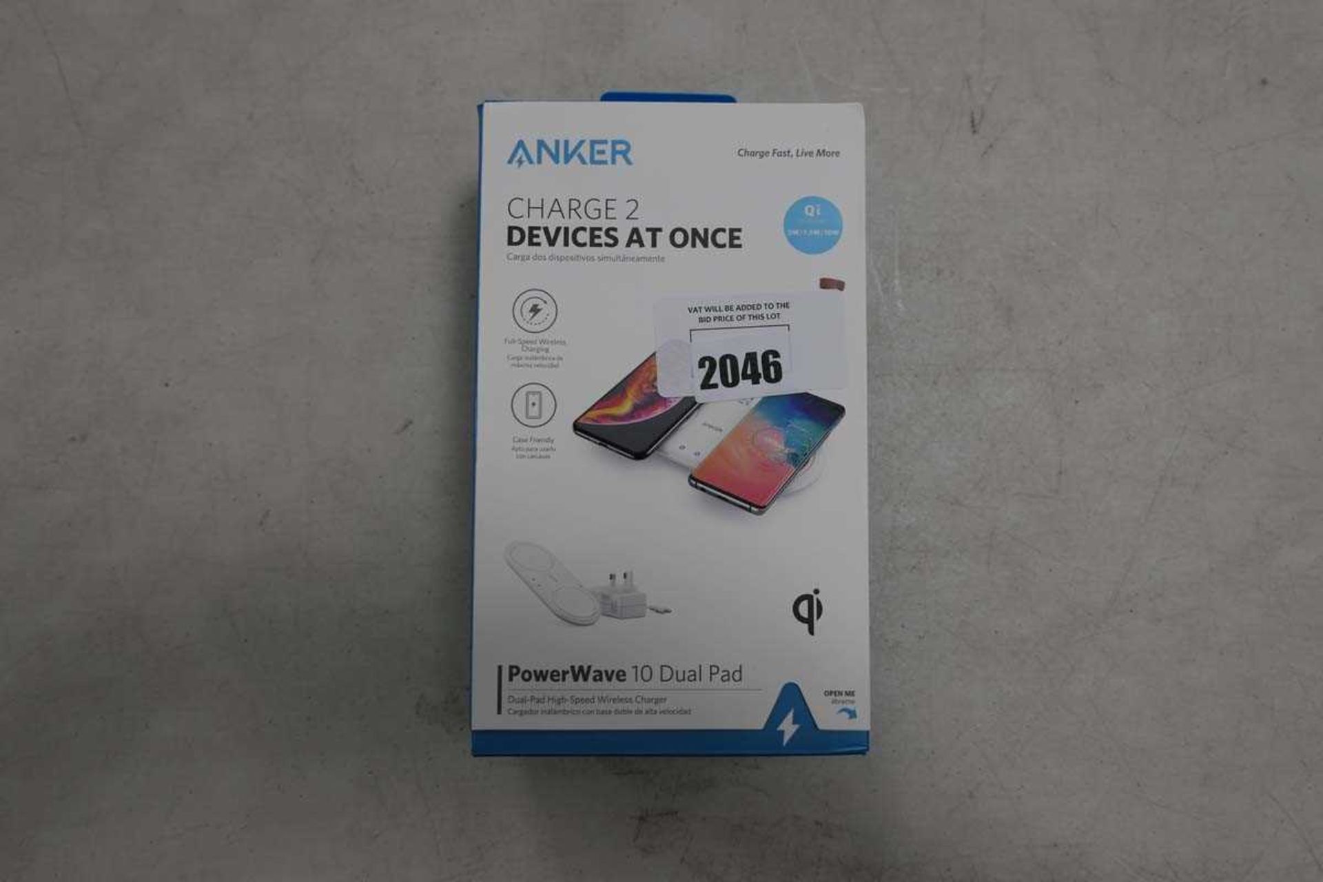 +VAT Anker charge 2 powerwave 10 dual pad in box