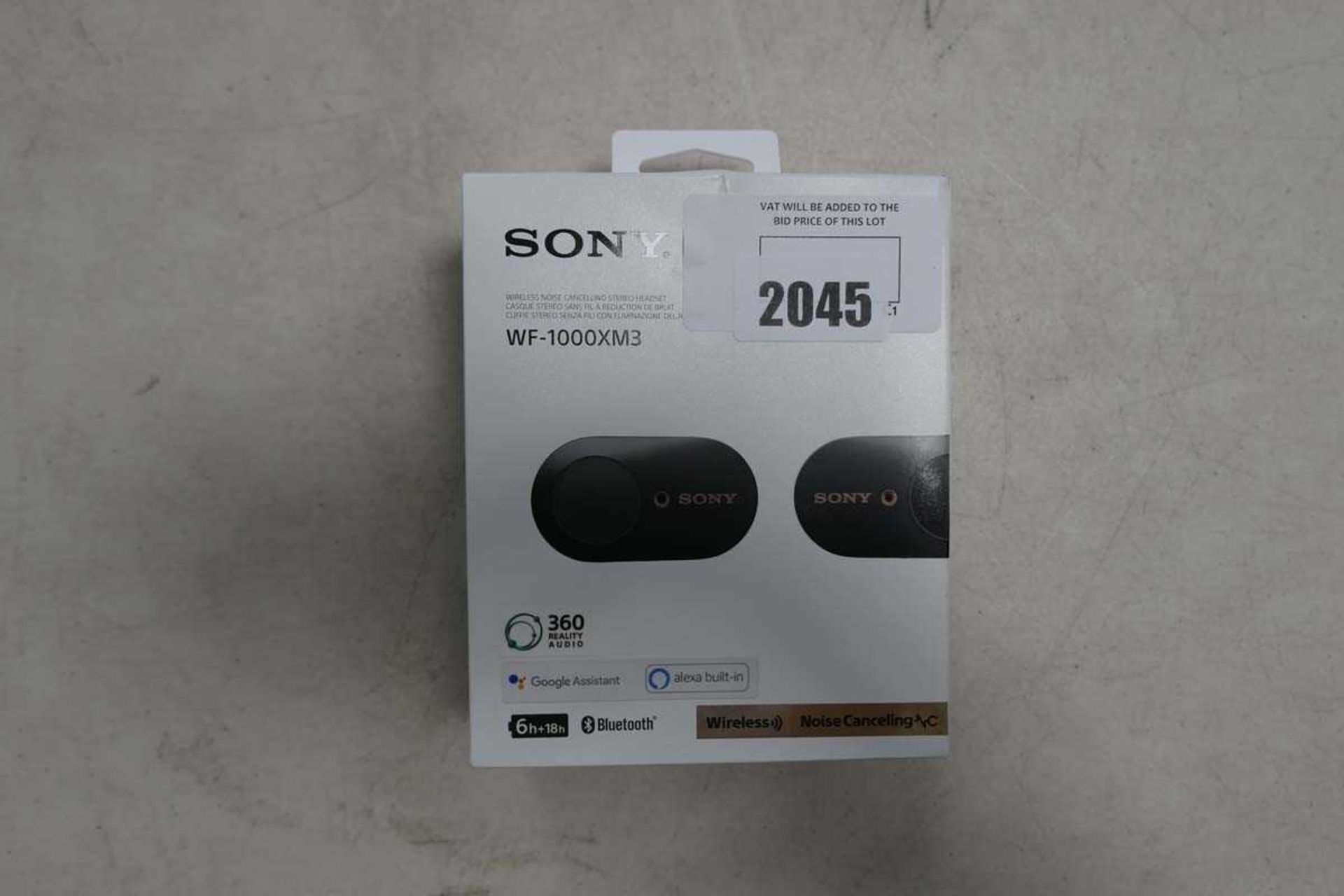 +VAT Pair of Sony WF-1000XM3 wireless noise cancelling earbuds in box