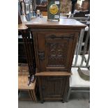 Oak 2 tier cupboard with gothic carving