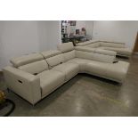 +VAT Beige leather upholstered corner sofa system with electric reclining