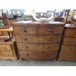 Victorian mahogany bow front chest of 2 short and 3 long drawers