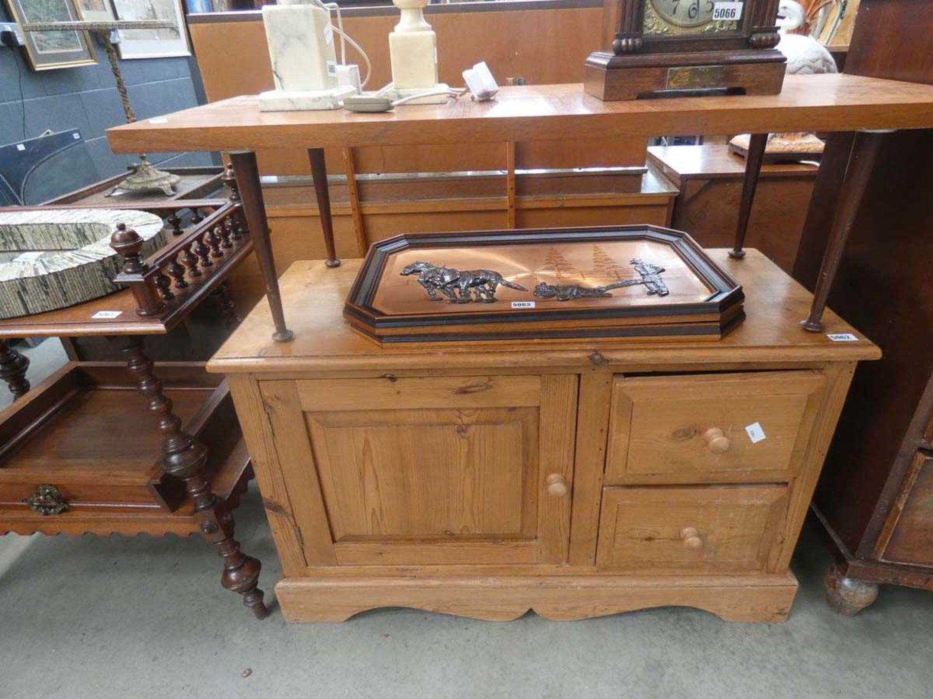 Pine 2 drawer and 1 door sideboard